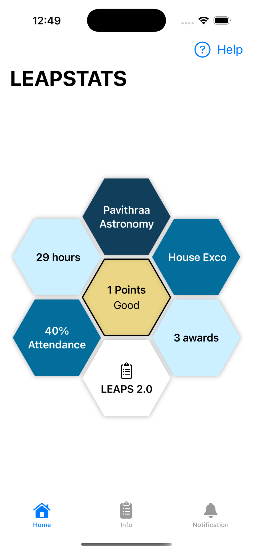 LEAPStats home screen